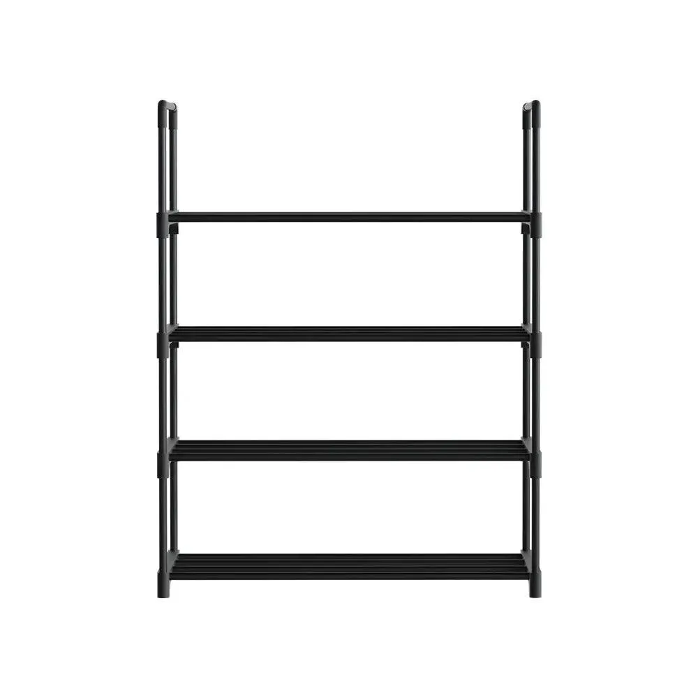 Artiss Shoe Rack Stackable Shelves 4 Tiers 55cm Shoes Storage Stand Black