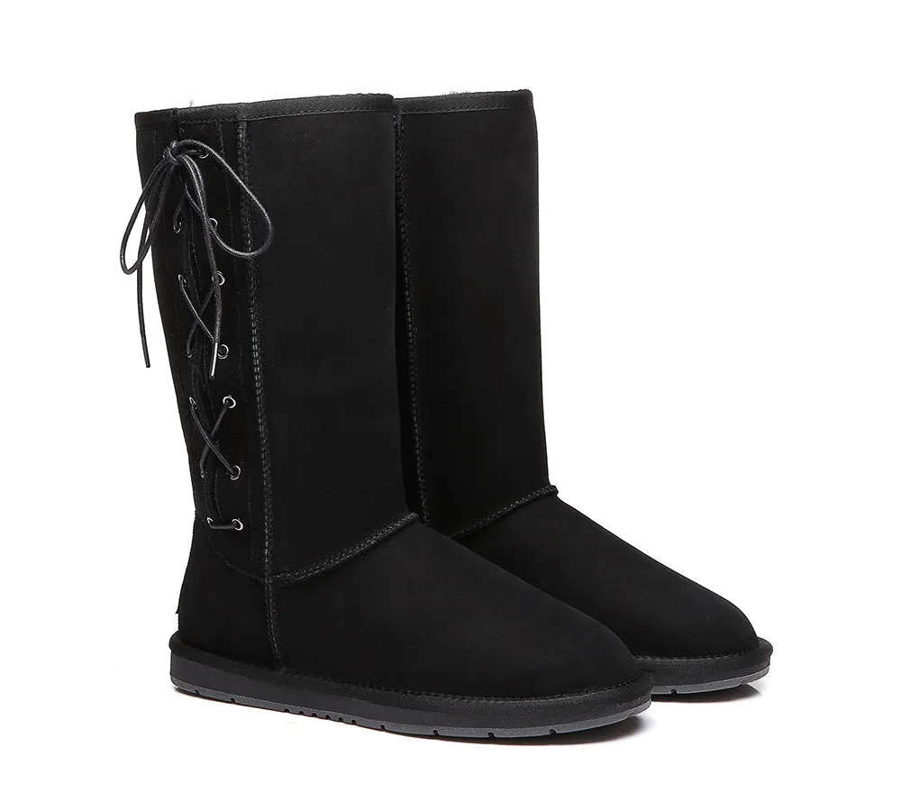 AUSTRALIAN SHEPHERD® UGG Boots Women Double Face Sheepskin Tall Side Lace