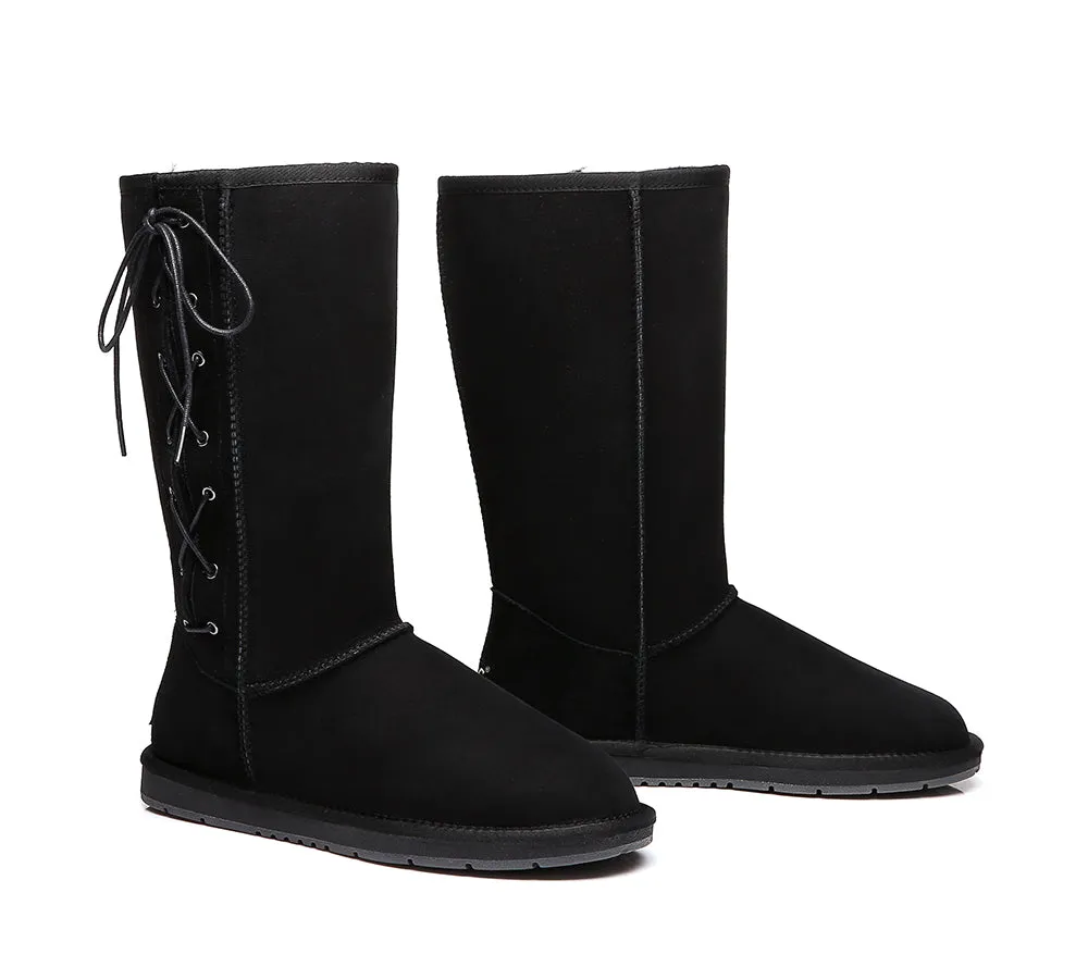 AUSTRALIAN SHEPHERD® UGG Boots Women Double Face Sheepskin Tall Side Lace
