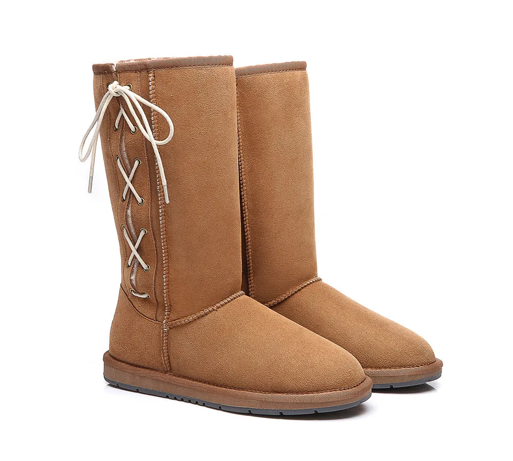 AUSTRALIAN SHEPHERD® UGG Boots Women Double Face Sheepskin Tall Side Lace