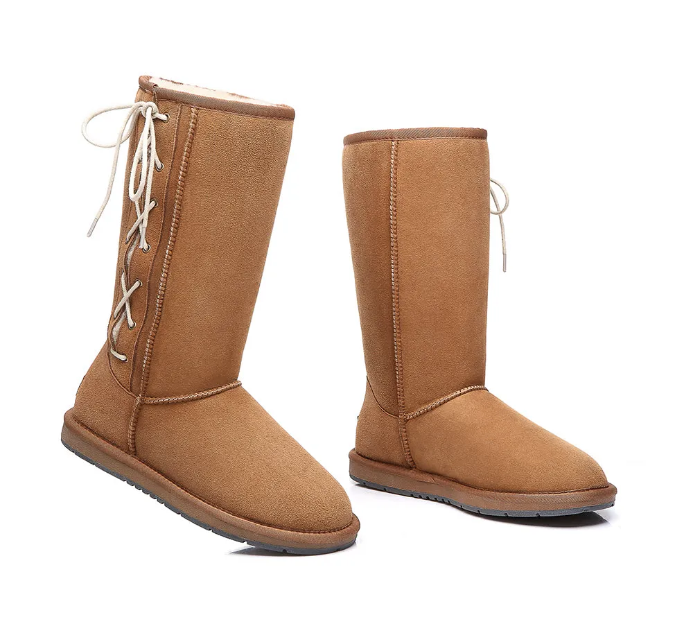 AUSTRALIAN SHEPHERD® UGG Boots Women Double Face Sheepskin Tall Side Lace