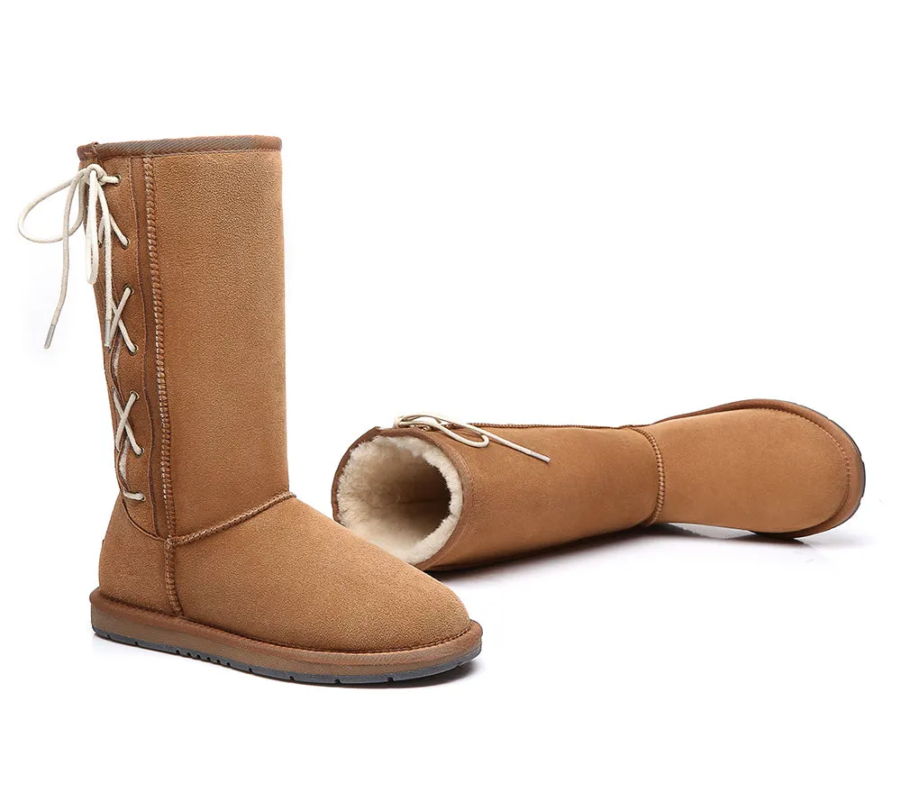 AUSTRALIAN SHEPHERD® UGG Boots Women Double Face Sheepskin Tall Side Lace
