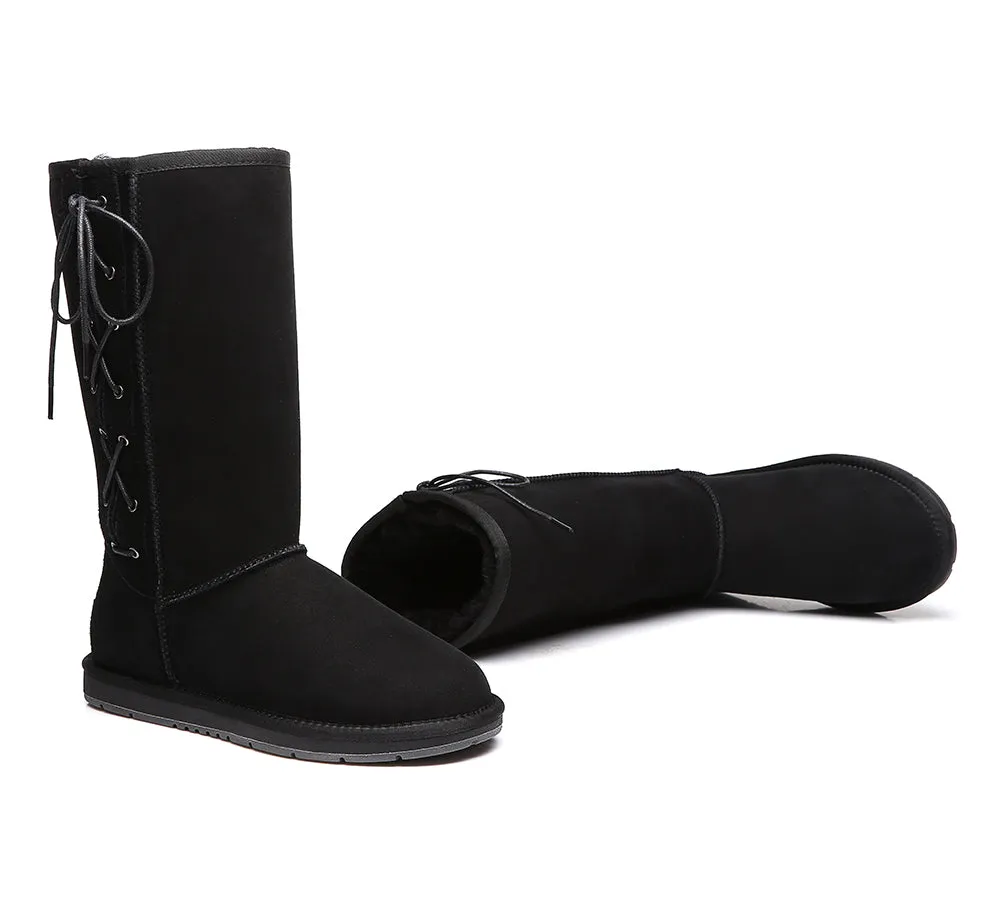 AUSTRALIAN SHEPHERD® UGG Boots Women Double Face Sheepskin Tall Side Lace