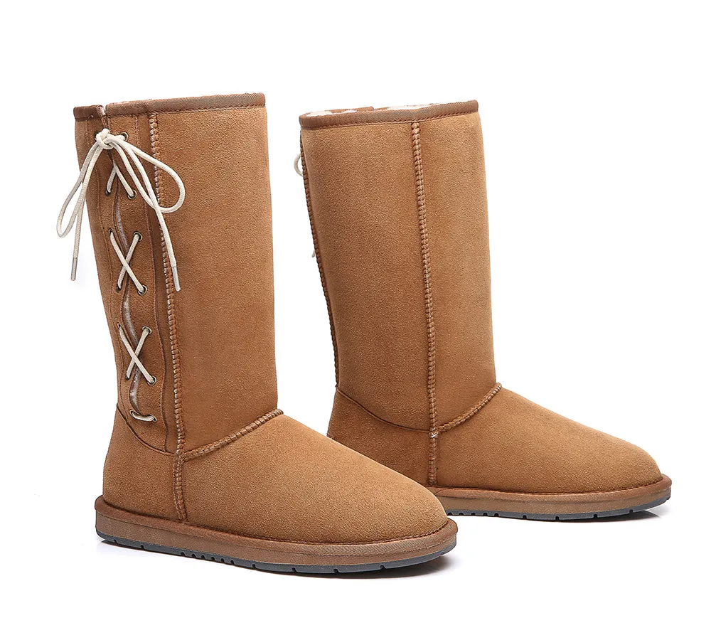 AUSTRALIAN SHEPHERD® UGG Boots Women Double Face Sheepskin Tall Side Lace