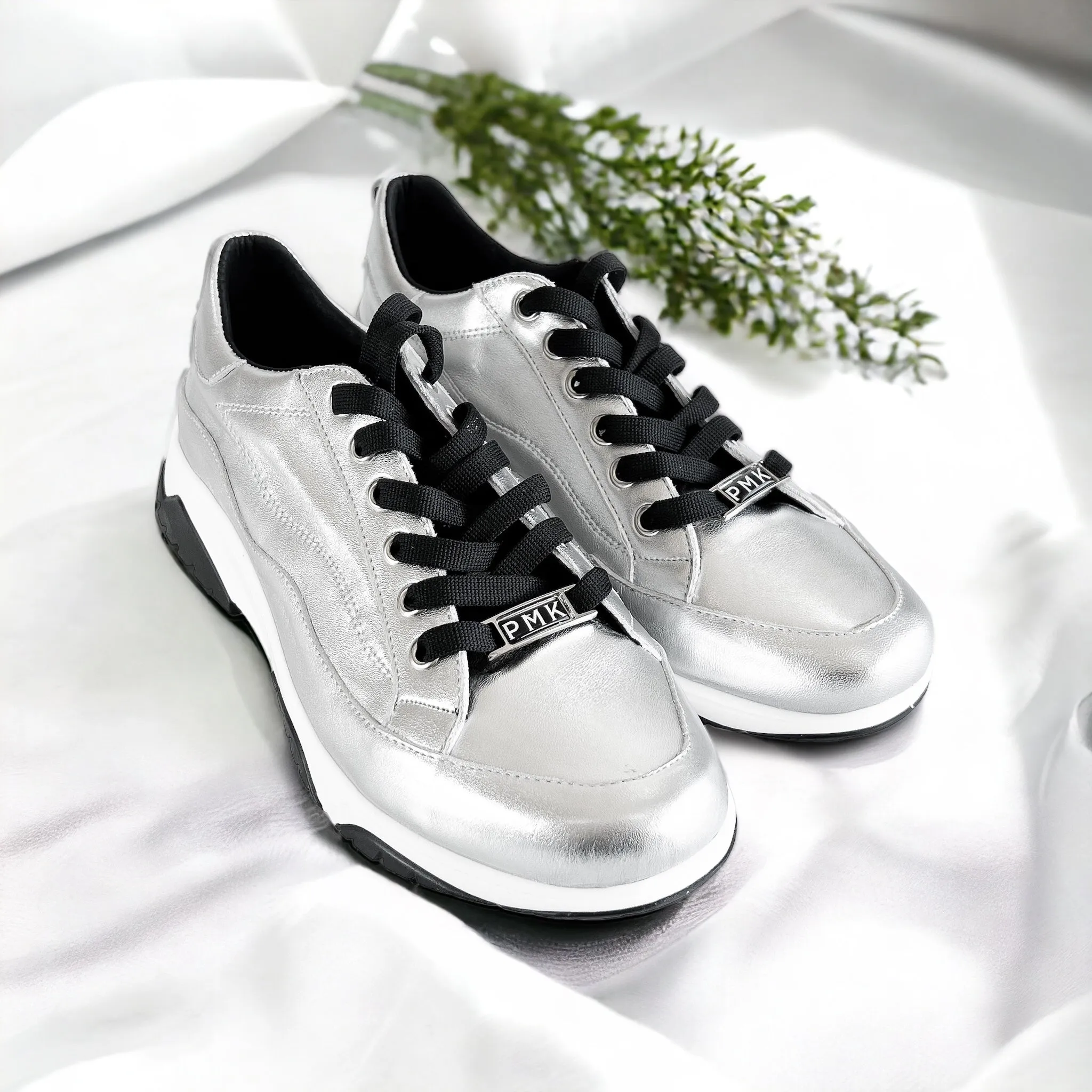 CB Exclusive Metallic Sneakers - Silver / Black