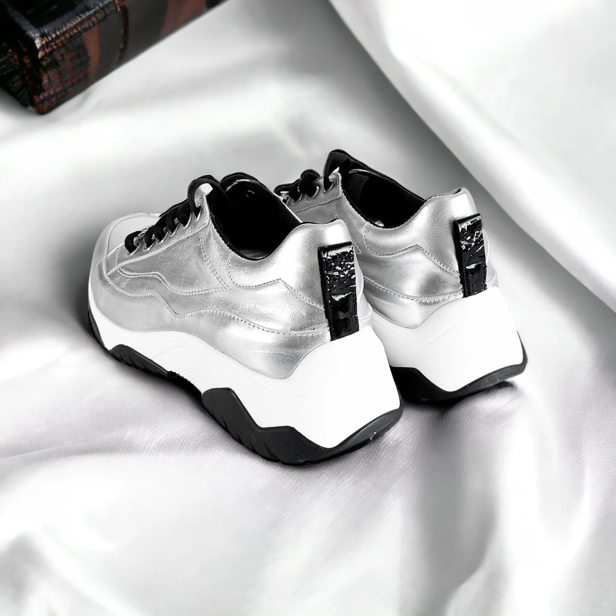 CB Exclusive Metallic Sneakers - Silver / Black