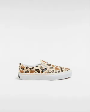 Girls Classic Slip On Shoes in Leopard Glitter & True White