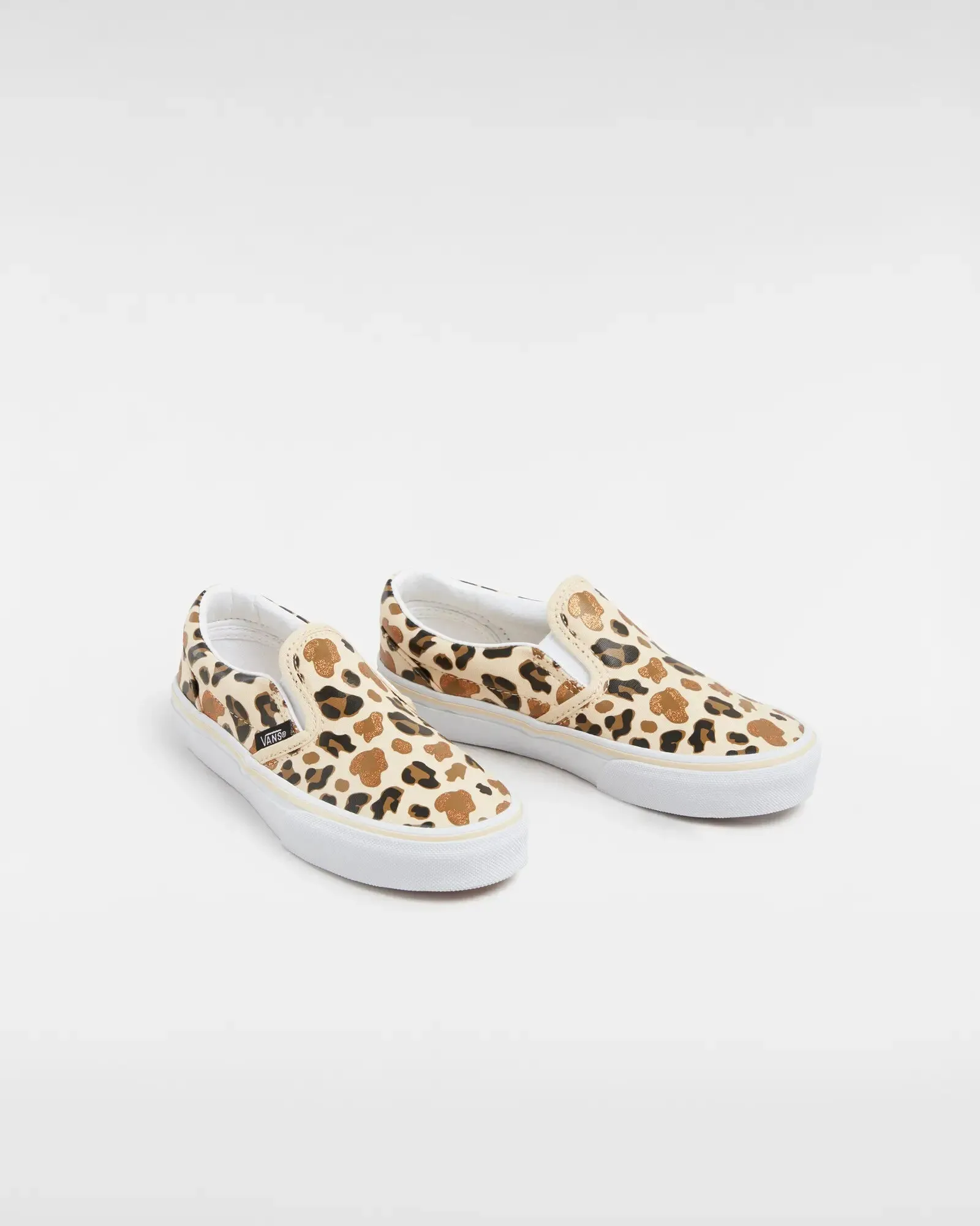 Girls Classic Slip On Shoes in Leopard Glitter & True White