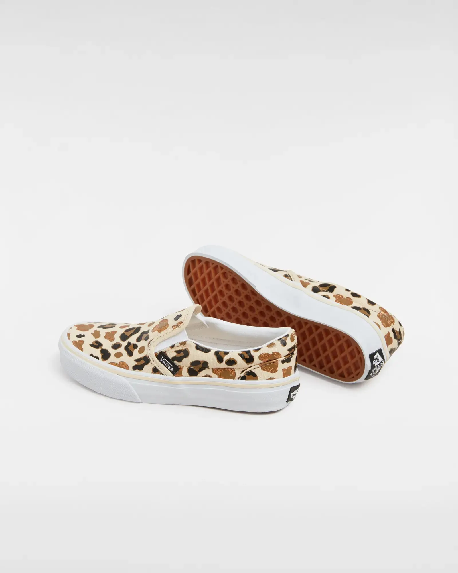 Girls Classic Slip On Shoes in Leopard Glitter & True White