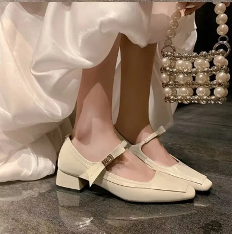 Joskaa Mary James Vintage Women's Shoes Mid-heel Square Sandals 2024 Fall New Trend Lolita Platform Heel Dress Mujer Zapatos Pumps