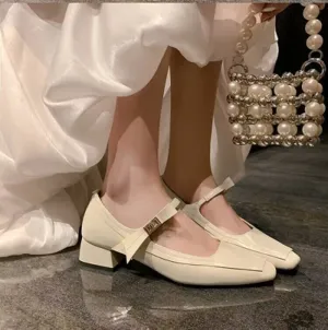 Joskaa Mary James Vintage Women's Shoes Mid-heel Square Sandals 2024 Fall New Trend Lolita Platform Heel Dress Mujer Zapatos Pumps