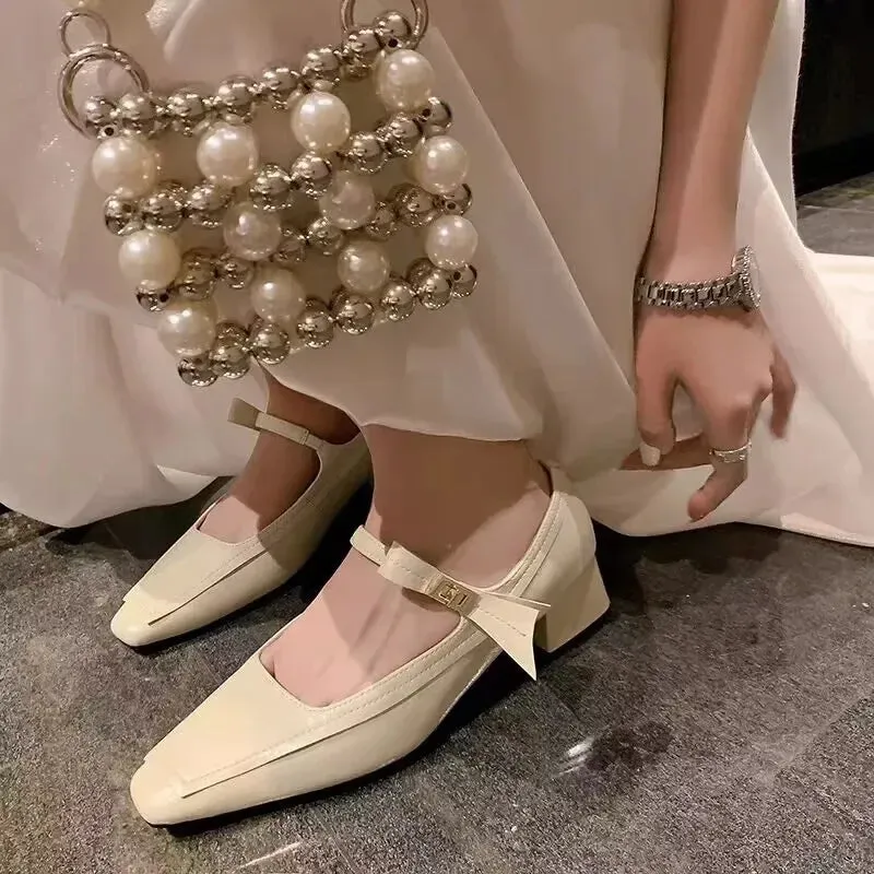 Joskaa Mary James Vintage Women's Shoes Mid-heel Square Sandals 2024 Fall New Trend Lolita Platform Heel Dress Mujer Zapatos Pumps
