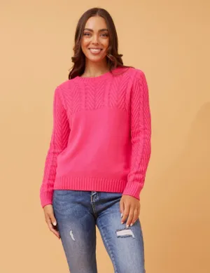REANNE CABLE KNIT JUMPER - Fuchsia