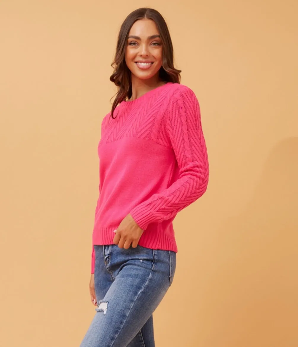 REANNE CABLE KNIT JUMPER - Fuchsia