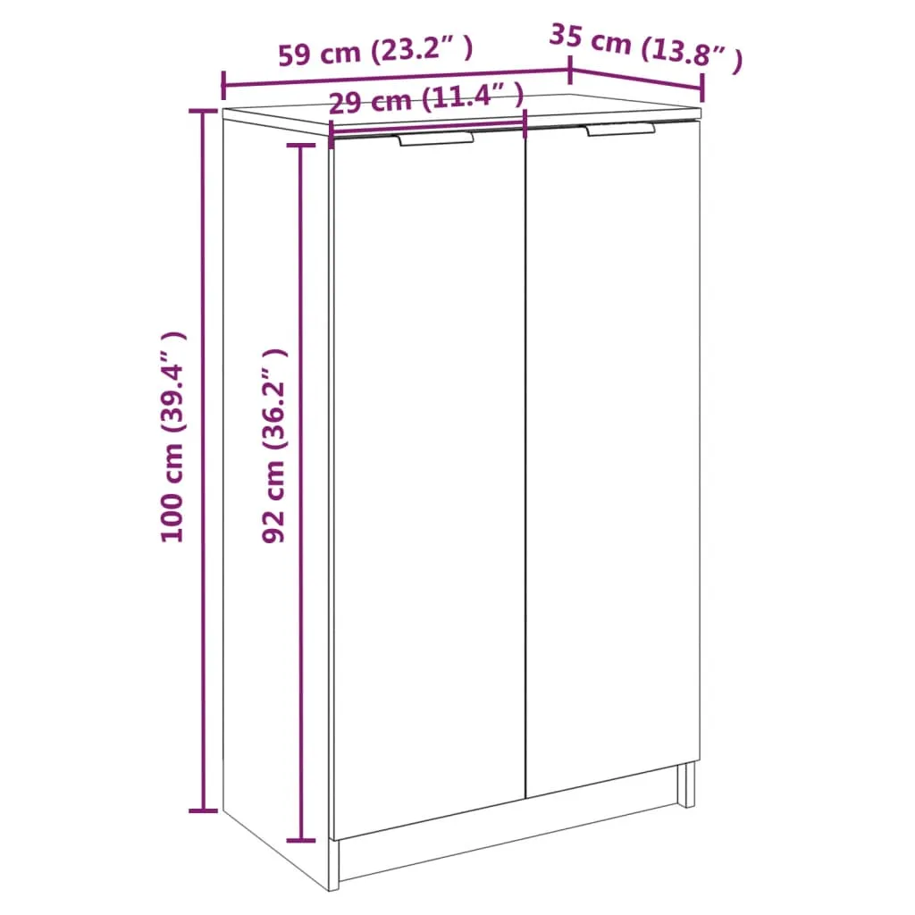 Shoe Cabinet Smoked Oak 59x35x100 cm Engineered Wood