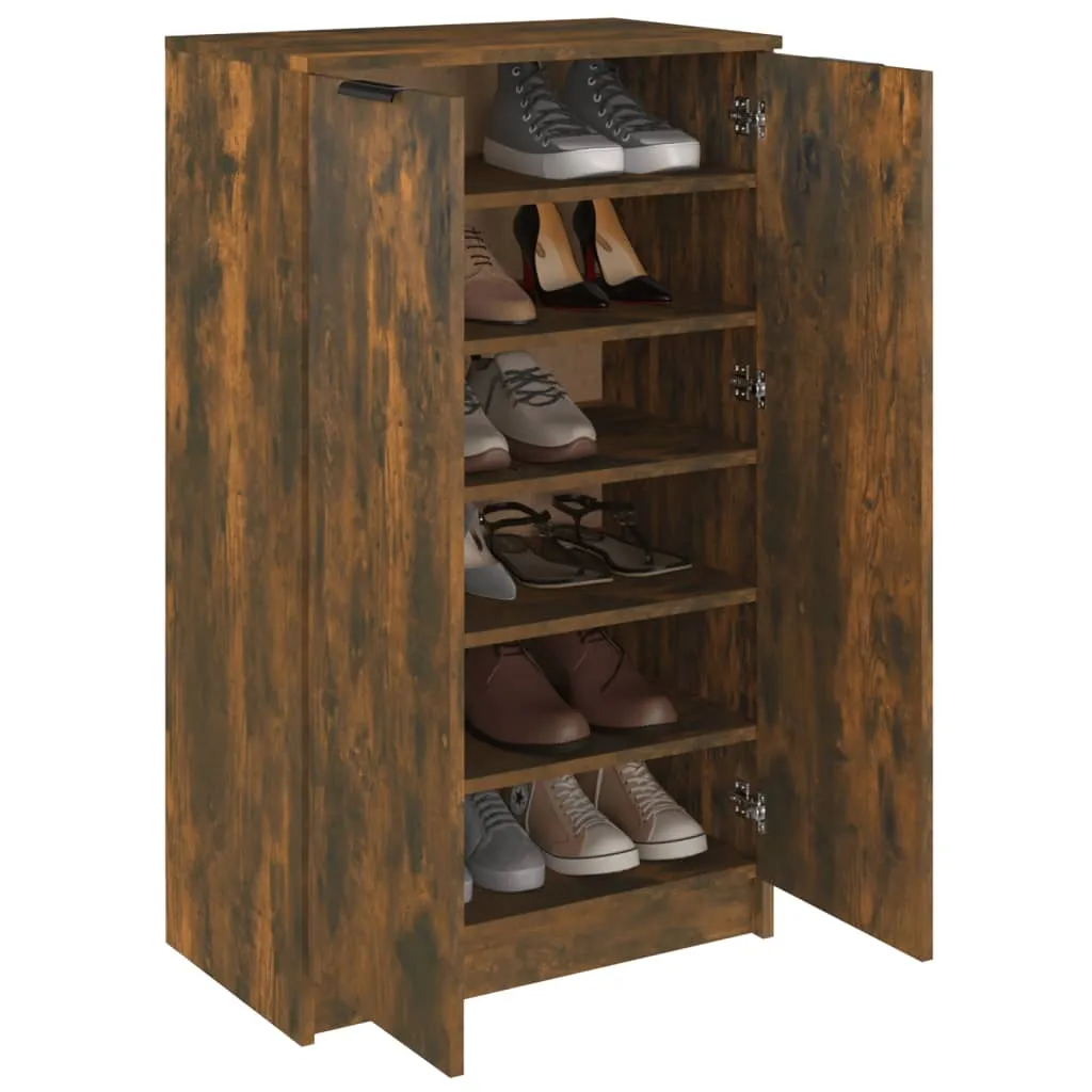 Shoe Cabinet Smoked Oak 59x35x100 cm Engineered Wood