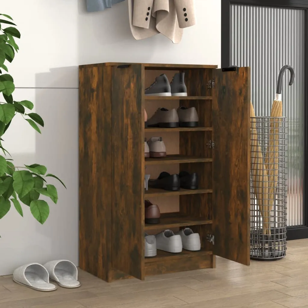 Shoe Cabinet Smoked Oak 59x35x100 cm Engineered Wood