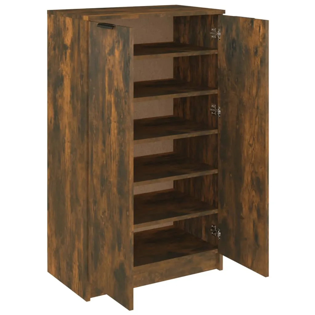 Shoe Cabinet Smoked Oak 59x35x100 cm Engineered Wood