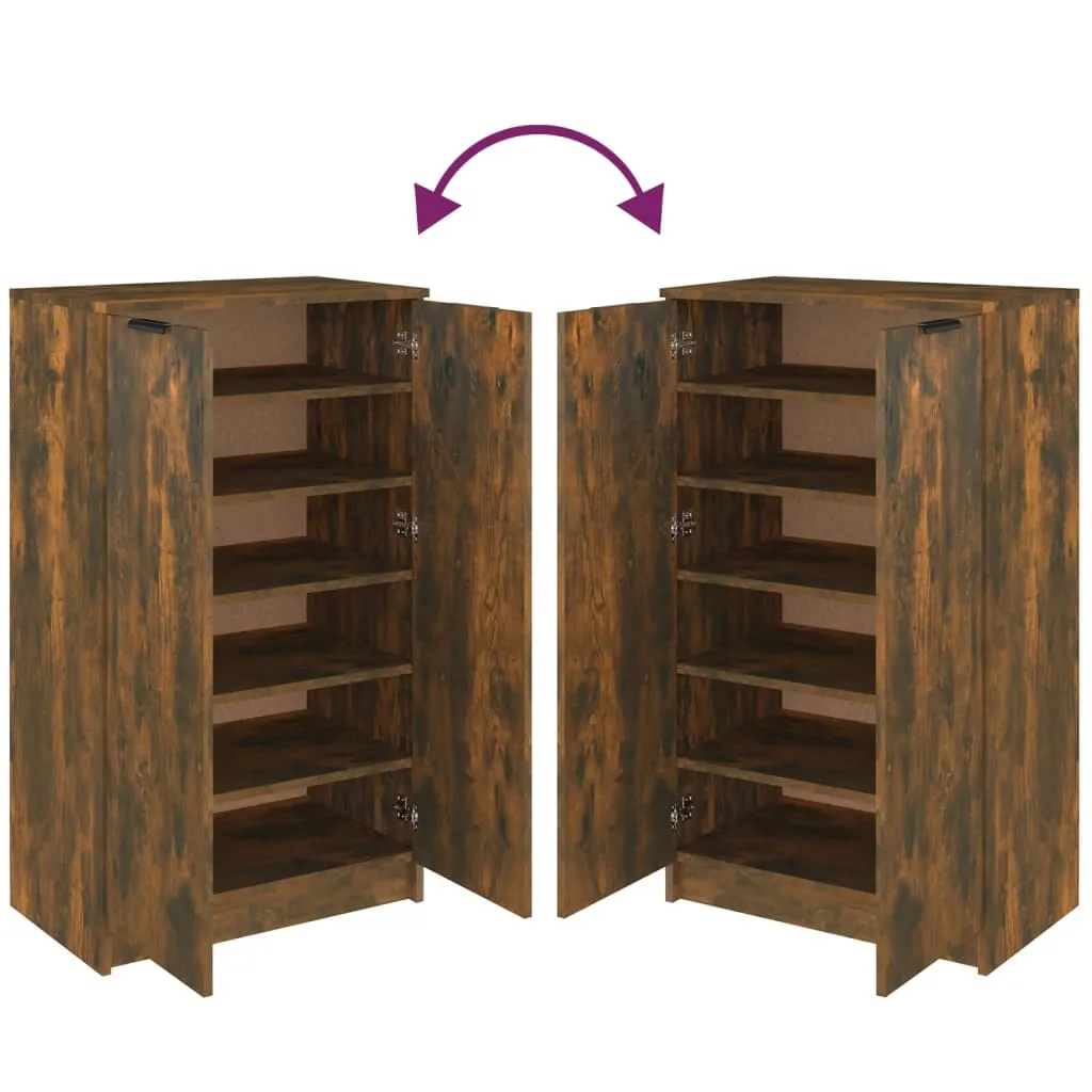 Shoe Cabinet Smoked Oak 59x35x100 cm Engineered Wood