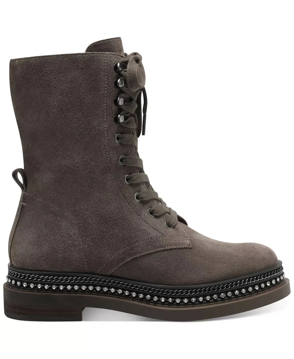 Vince Camuto Branda Sable Zipper Closure Rounded Toe Chain Detailed Combat Boot