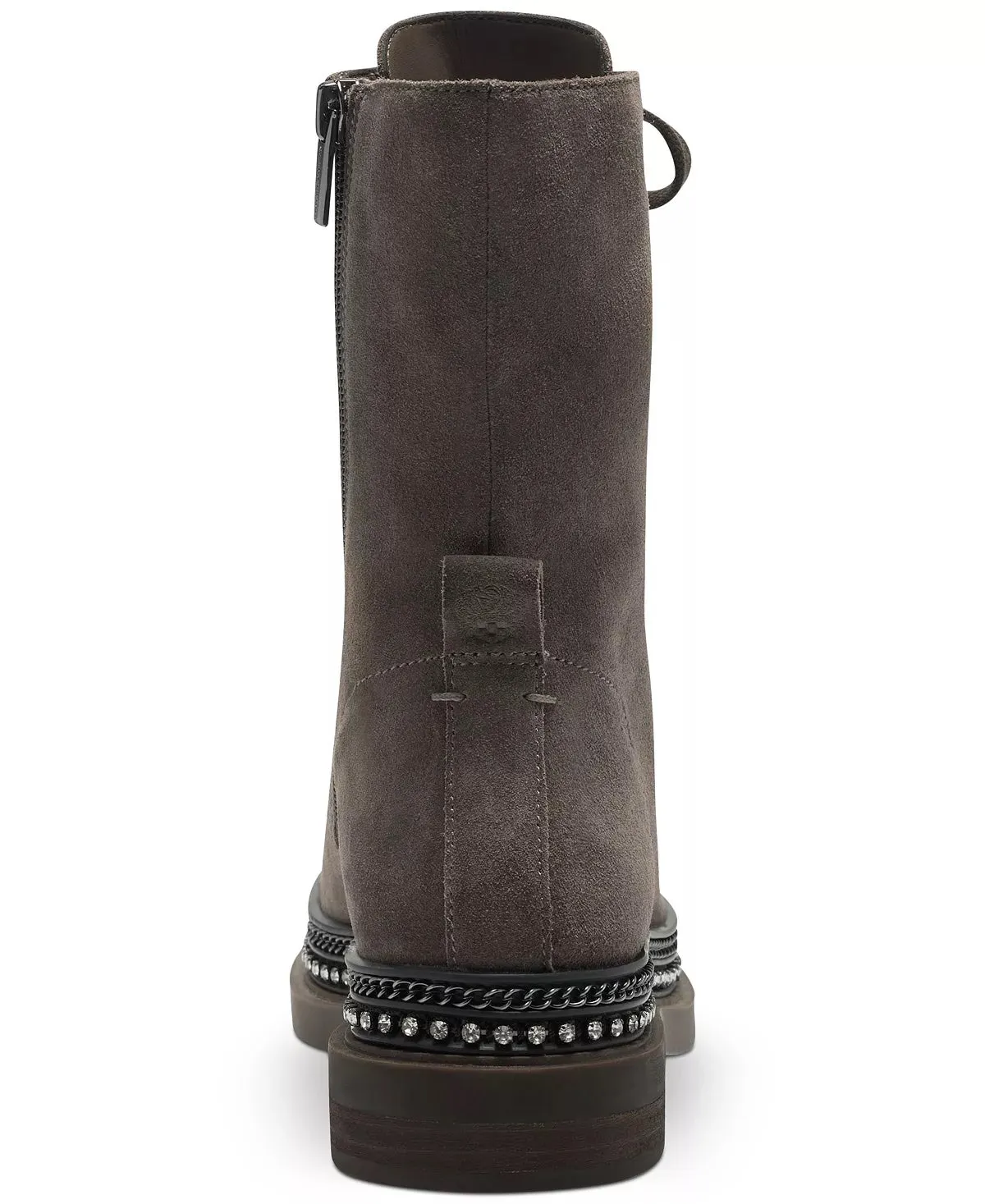 Vince Camuto Branda Sable Zipper Closure Rounded Toe Chain Detailed Combat Boot